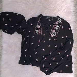 Black floral bell sleeve top from boot barn 2019